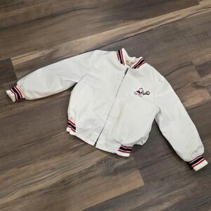 Vintage Winnie The Pooh White Red Blue Varsity Tennis Bomber Zip‎ Jacket 4/5/6*